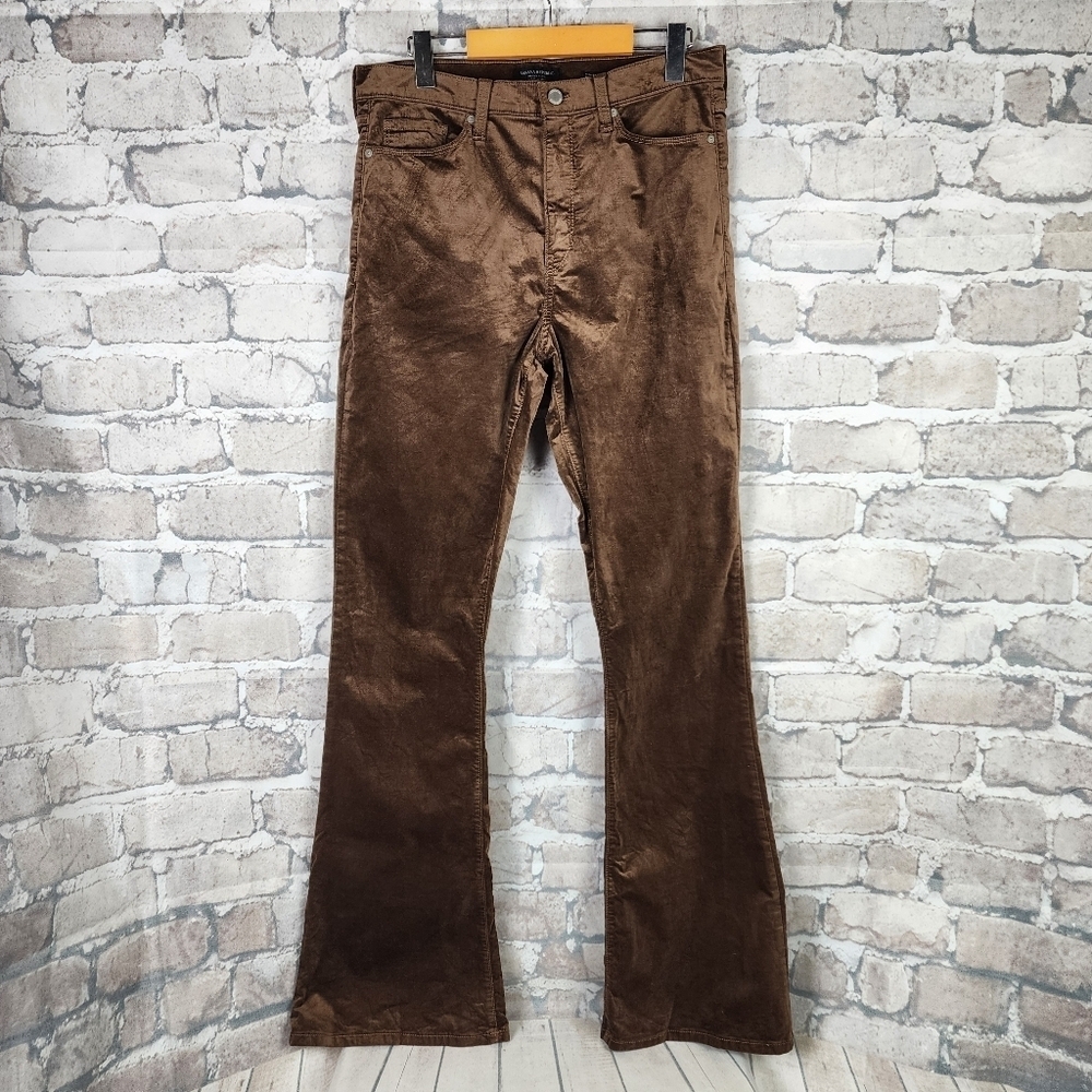 Banana Republic High Rise Velvet Flare Jean Coconut Brown Size 31L Preppy Boho - Picture 7 of 16